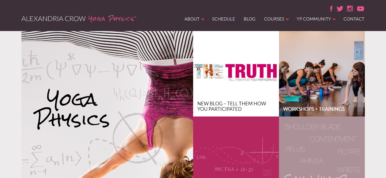 Yoga Trainer Website Design Examples (Alexandria Crow) - SmallBusinessWeb