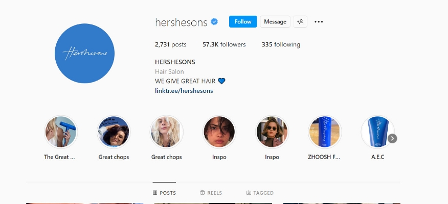 Salons Social Media Marketing Inspirations USA (Hershesons) - SmallBusinessWeb